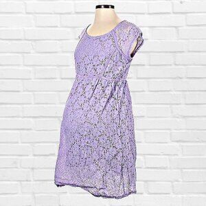 Motherhood Maternity Lace Midi Dress Fit & Flare Short Sleeve Mom To Be Medium